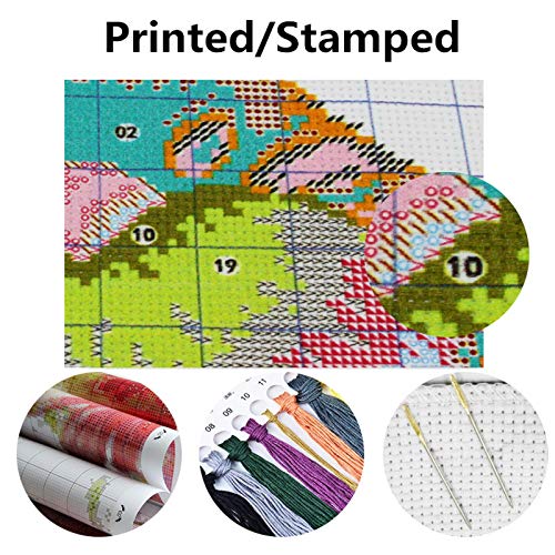 Image of Dimensean Stamped Cross Stitch Kits Full Range of Embroidery Patterns Starter Kits for Beginners Adult DIY Cross Stitches Needlepoint Kits 11CT-Hummingbird Scenery 16x20 inch