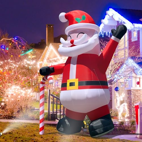 Image of 20 FT Giant Christmas Inflatable Santa Claus with Big Candy Outdoor Decorations,Giant Christmas Decorations Outdoor Inflatable,Blow Up Inflatable Xmas Decor for Yard Gardern Lawn Holiday,No Lights