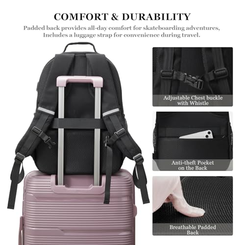 Skateboard Backpack with USB Port