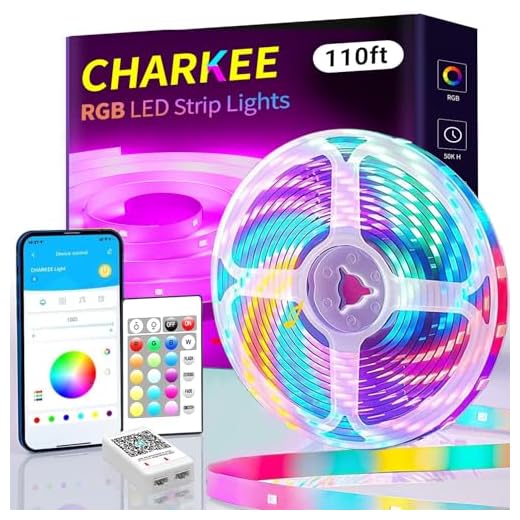 Led Strip Lights, Charkee Lights for Bedroom 65.6ft, 2 Rolls of 32.8ft for Living Room, Kitchen Decoration