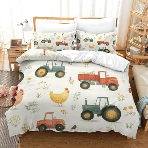 Parure de lit 3 pièces animaux de la ferme 135x200cm microfibre pour fille - 3