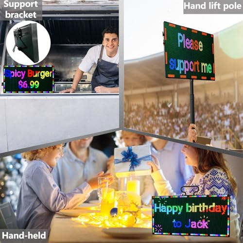 Image of P2.5 Programmable LED Digital Sign Board 15x7 Inch Handheld Portable WiFi Display for Advertising, Vendor Booths, Restaurants, Coffee Shops, Cars,Lightweight Digital Signage