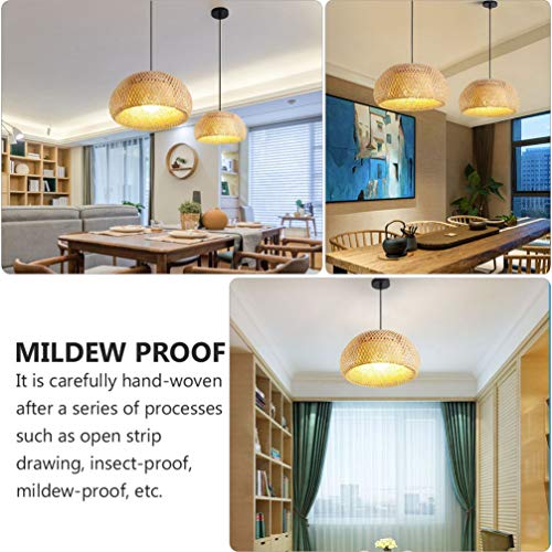 Lurrose Rattan Chandelier, Pendant Light Fixtures, Boho Pendant Light Farmhouse Chandelier for Restaurant Dining Room - Image 6
