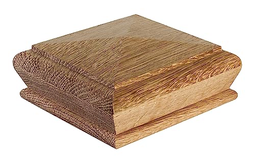 Blueprint Joinery Cambridge Oak Pyramid Newel Cap 120x120x50mm, Full Stair Newel Post Pyramid Cap 90mm, Recessed to Suit a 90mm x 90mm Newel (Full)