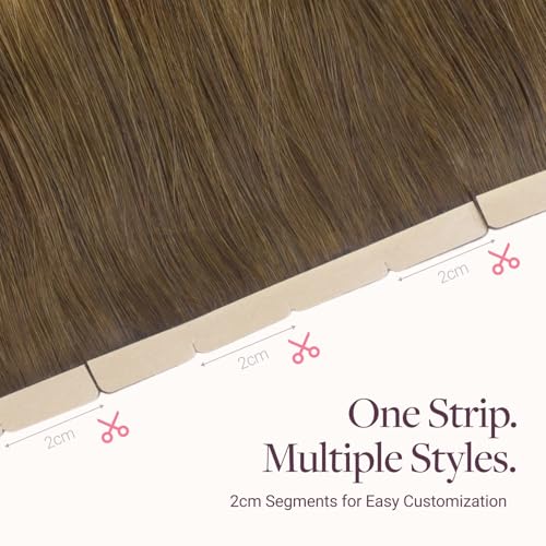 Image of GOO GOO Tape In Weft Hair Extensions Human Hair, 4 /27 /4 Balayage Chocolate Brown to Caramel Blonde, 8cm Wide Tape, 18inch 20pcs 160g, Tape Weft Hair Extensions, Seamless Tape in
