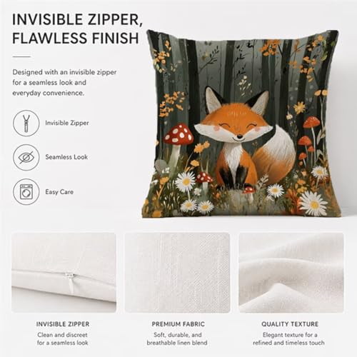 Coussin Extérieur Imperméable en Lin Premium Decoratif Renard
