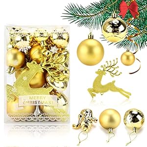 Kerstballen, RANJIMA kerstballen 30 stuks, kerstballen set, kerstboom decoratie, kerstballen goud, kerstboom kerstballen goud plastic, kerstboom decoratie/kerstboom decoraties, ornamenten, geschenken