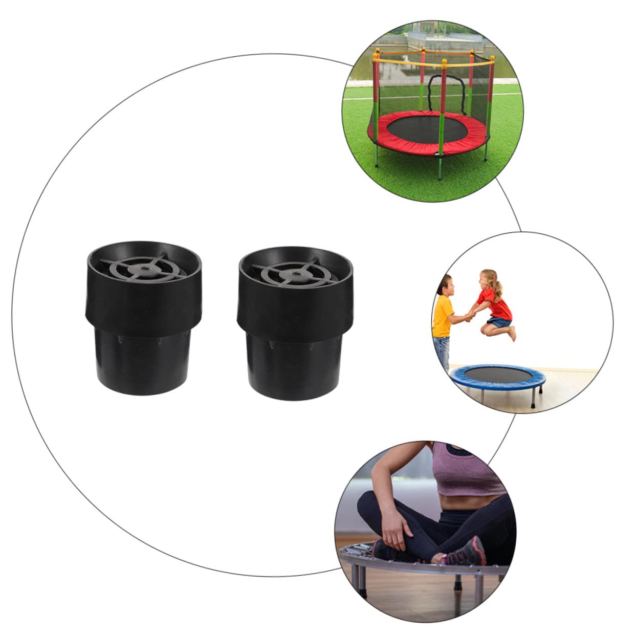 HEMOTON Jumping Bed Foot Pads 6pcs Latex Pads Rotatable Black Trampoline Patch Anti-Slip Trampoline Leg Covers
