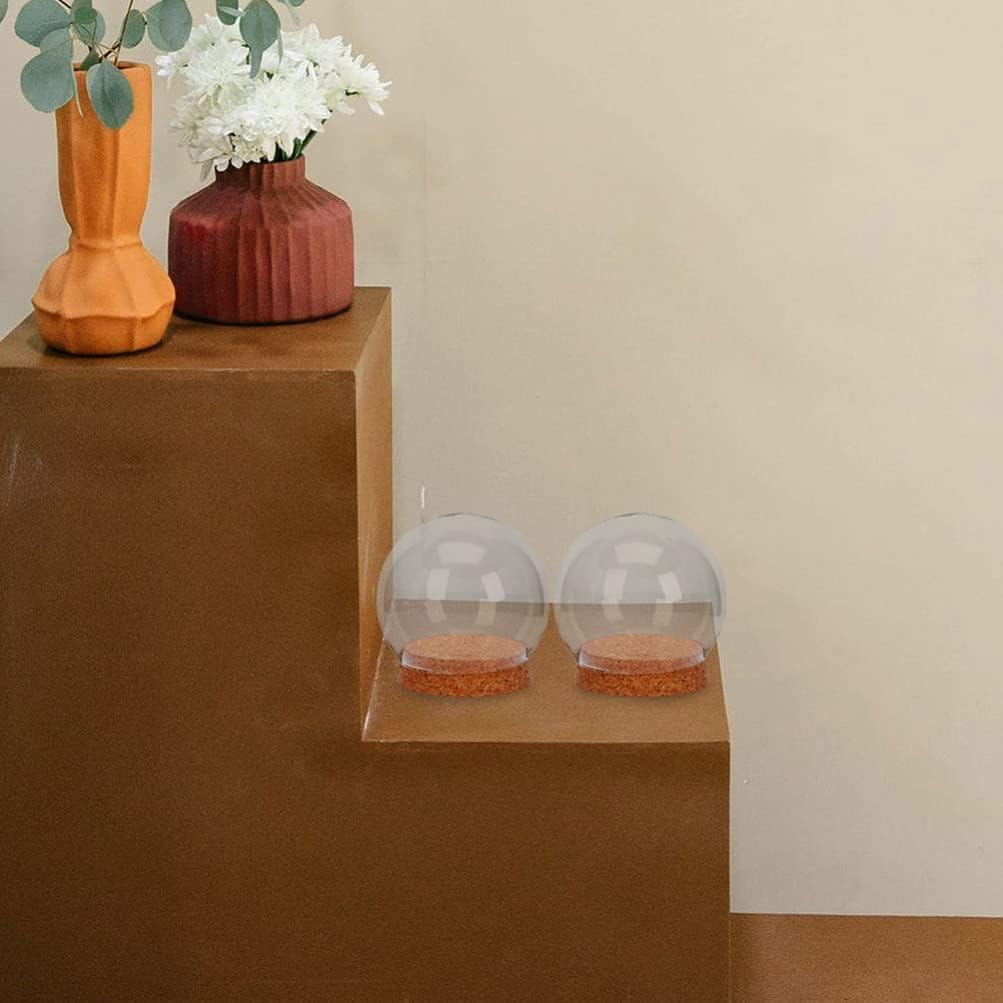 Zerodeko 4pcs Glass Domes Cork for Preserved Flower Display Decorative Covers for Wedding and Party Centerpieces for Adornment