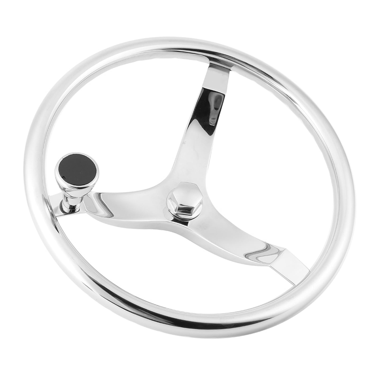 Ejoyous Volante de 13-1/2 Pulgadas y 25 Grados, Accesorios para Barcos Marinos de 3 Radios de Acero Inoxidable para un Fácil Control