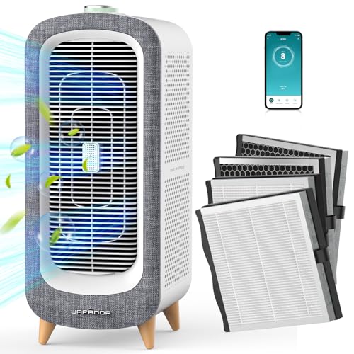 Jafända Air Purifiers for Home Large Room Up To 2105ft², 4×True HEPA 13 Activated Carbon Air Filter, Quiet Air Cleaner for Bedroom Removes 99.97% Dust Smoke Odor Pollen Pets Hair Dander Allergies