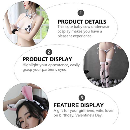 SOIMISS 1 Conjunto Leite de Vaca Cosplay Traje Lingerie Sedução Três- Ponto Kit Underwear Bikini Lin
