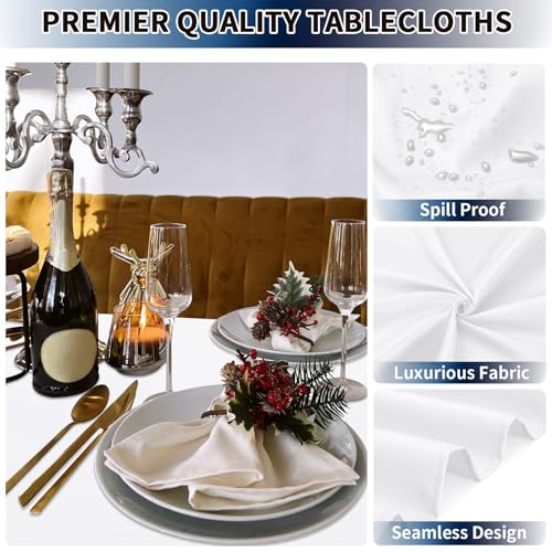 Purefit PFT8009-1 6 Pack White Table Cloths 60 X 102 Inch, Stain And Wrinkle Resistant Table Linen For 6 Ft Rectangle Table, Polyester Table Covers thumb #1