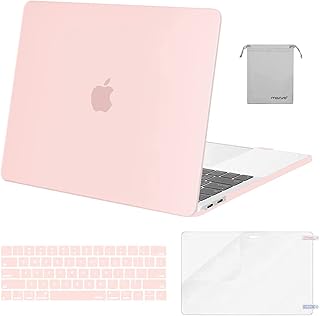 MOSISO Compatible with MacBook Pro 13 inch Case M2 2023,2022,2021-2016 Release A2338 M1 A2289 A2251 A2159 A1989 A1706 A1708,Plastic Hard Case&Keyboard Skin&Screen Protector&Storage Bag,Chalk Pink
