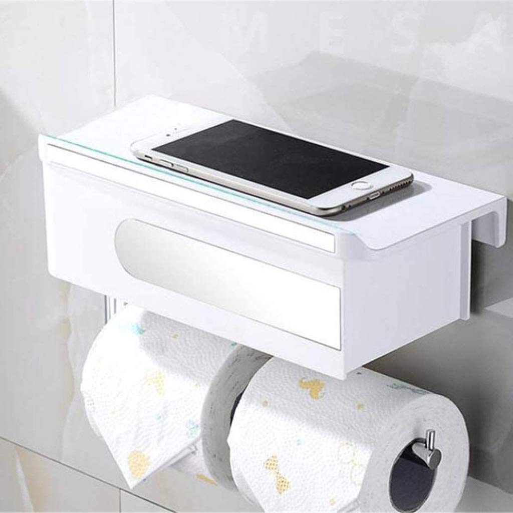 Stały uchwyt na papier toaletowy, Toilet Paper Holder ABS And Copper Alloy Wall Mount With Shelf For Phone Tablet Glasses