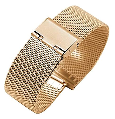 Bracelet de montre en acier inoxydable élégant maille milanaise 16mm à 22mm