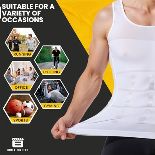 Image of Men's Slimming Body Shaper Vest | Compression Tummy Tucker for Belly Fat | Stretchable Abs Slimmer Tank Top | Corset for Gym, Workout & Weight Loss Fitness