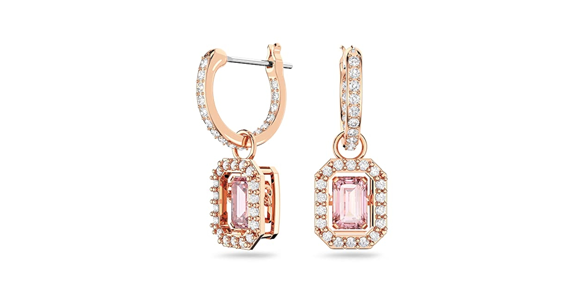 Amazon.com: Swarovski Una Drop Earrings, Octagon Cut, Pink