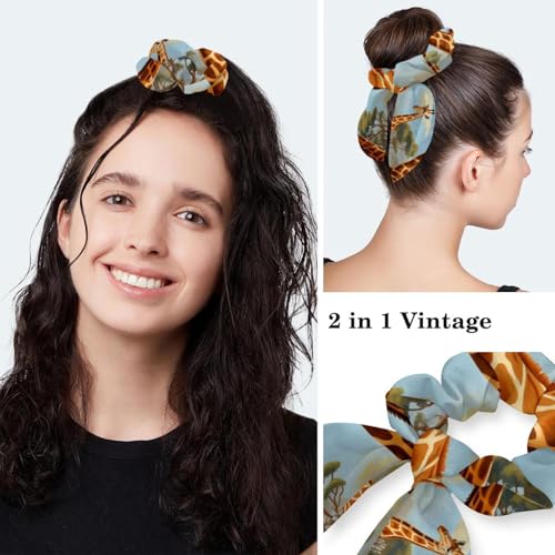 Image of Women's Working Caps Bouffant Surgical Cap with Bow Scrunchies Little Daisy Art Paint Ponytail Holder Tie Back Scrub Hat