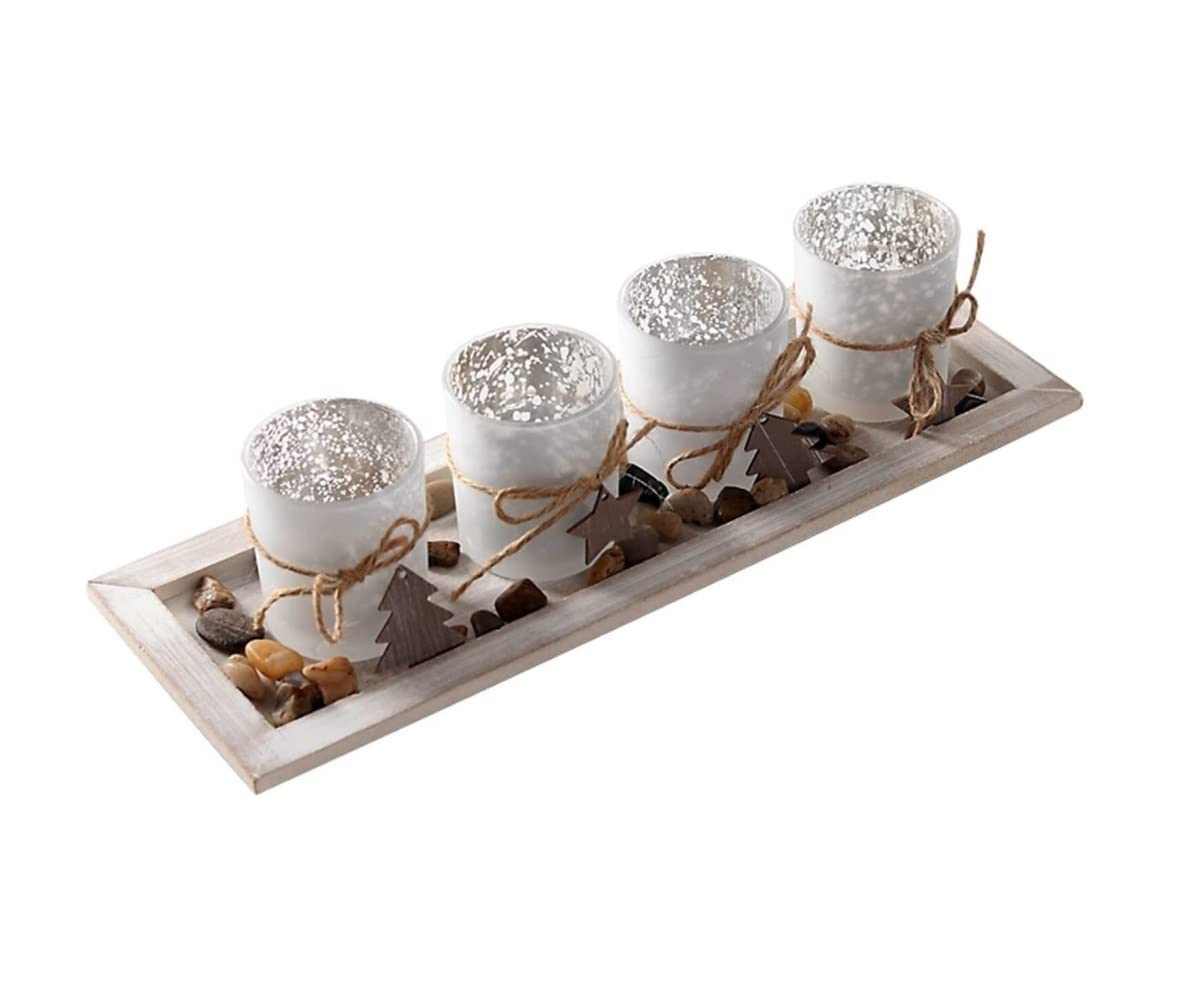 4 Pezzi Portacandele In Metallo Argentato - Vassoio Con Punta 4cm Per Candele Colonnari, Decorativo