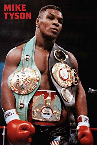 BUY ART FOR LESS Officially Licensed Mike Tyson 3 Heavyweight Belts 1987 24 x 36 Inch Art Poster -...