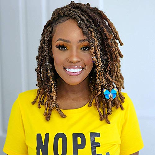 Piaou 6 Packs Butterfly Locs Crochet Hair 14inch Handmade Butterfly Locs Faux Crochet Braids Hair Synthetic Crochet Twist Braiding Hair （14inch T27)