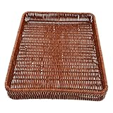 COOLHIYA Cesta de Exhibición Tejida Mano para Frutas y Snacks Bandeja Plana Multifuncional Ligera y Fácil de Limpiar Diseño Abierto y Elegante para Cocina y Mercado Agrícola