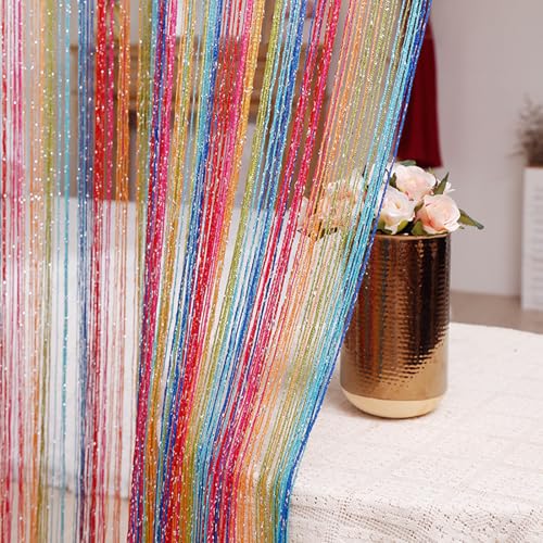 Cortinas de Hilos, String Door Cortina, Cortina de la Puerta, para Decorar Ventanas, Puertas, Salas de Estar, Patios, Se Puede Utilizar como Cortina de Puerta o Partición de Habitación, 1m x 2m