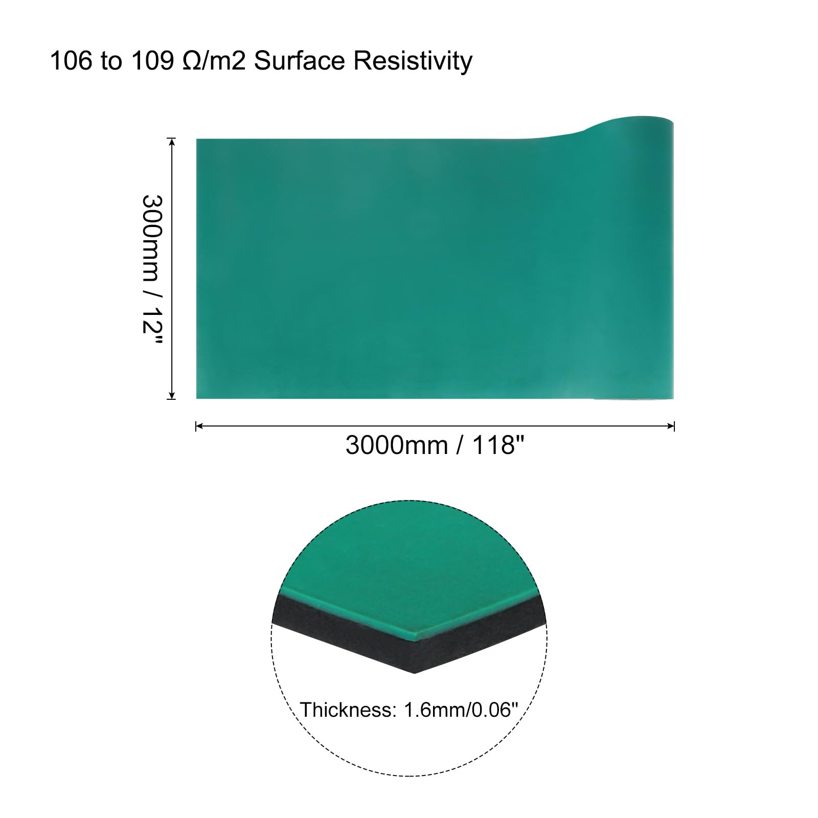 QUARKZMAN Tapis de Soudure en Silicone ESD Extra Large de 300x30cm, Haute Température, Antistatique, pour Établi de Travail, 1,6Mm