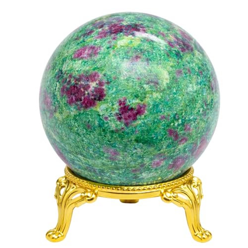 Image of Certified Crystal Ruby Fuchsite Ball for Meditation - Premium Crystal Vastu Items for Home and Feng Shui Items for Good Luck - Ideal for Pooja Supplies and Spiritual Practices