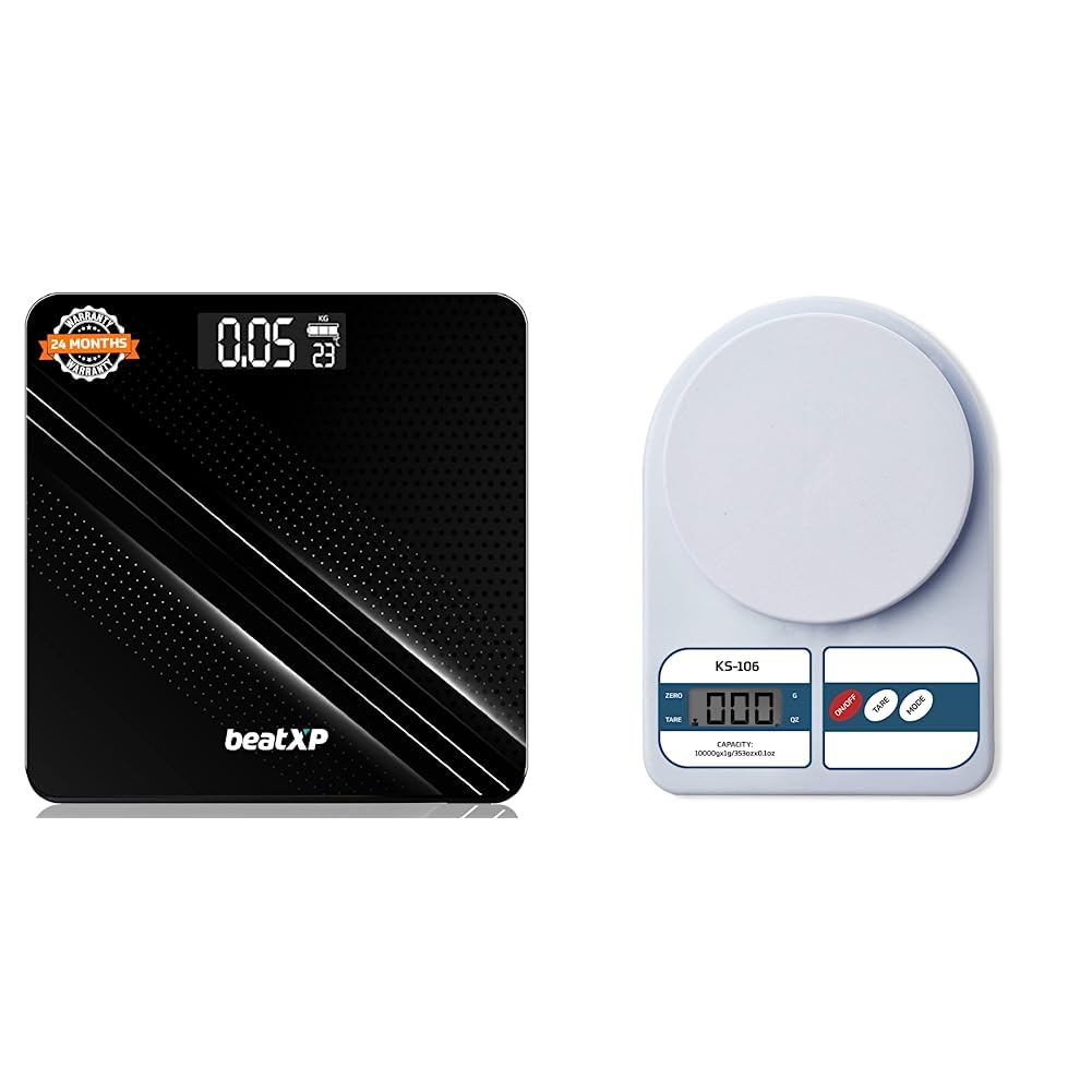 beatXP Gravity Digital Weight Machine For Body Weight & beatXP Kitchen Scale Multipurpose Portable Electronic Digital Weighing Scale