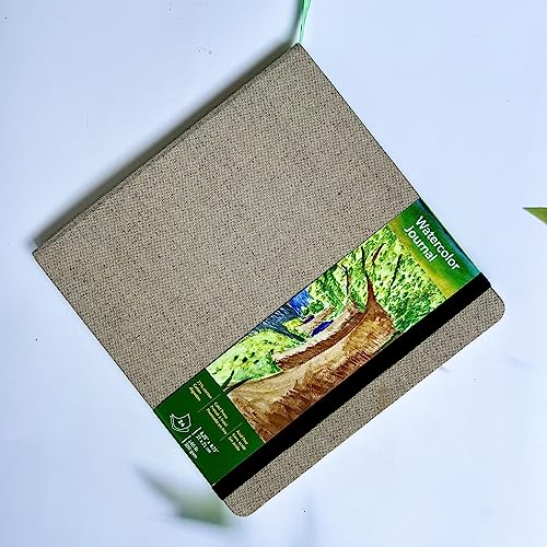 Tumuarta Square Watercolor Journal, 8.25X8.25”, 140 Lb, 300 Gsm, Cotton Paper, Cold Press, 24 Sheets, 48 Pages, Watercolor Paper Sketchbooks For Use As Travel Mixed Media Pads On The Go #TOP6