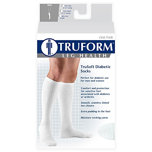 Image of Truform Medical Compression Socks for Men and Women, 8-15 mmHg Knee High Over Calf Length, White, Medium (8-15 mmHg) (Pack of 3)