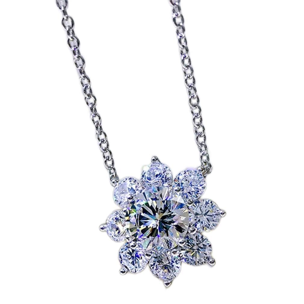 Collar con Colgante de Flores de Boda de Piedras Preciosas de moissanita de 8 MM de Plata de Ley 925 para Mujer, Regalo de joyería Fina