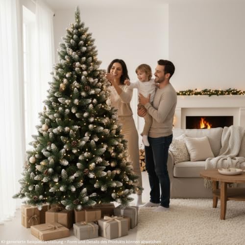 RS Trade Künstlicher Weihnachtsbaum 15013 180 cm in Grün mit Schnee und Tannenzapfen, beschneiter Tannenbaum mit Metallständer… – Ansicht 8
