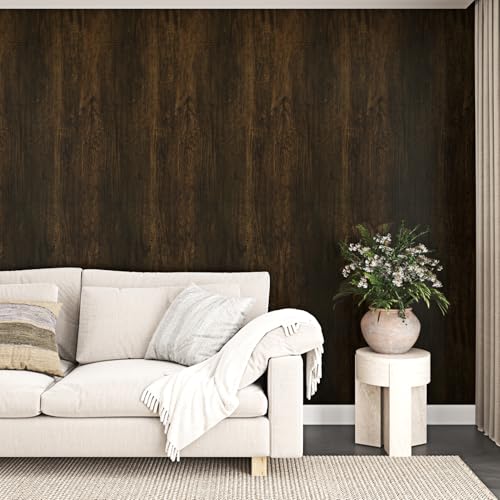 Papel pintado de madera marrón extraíble e impermeable para forrar mesas 5
