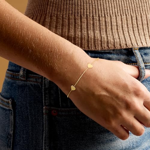 Pure Collection by Ross-Simons Italian 14kt Yellow Gold Heart Station Bracelet2