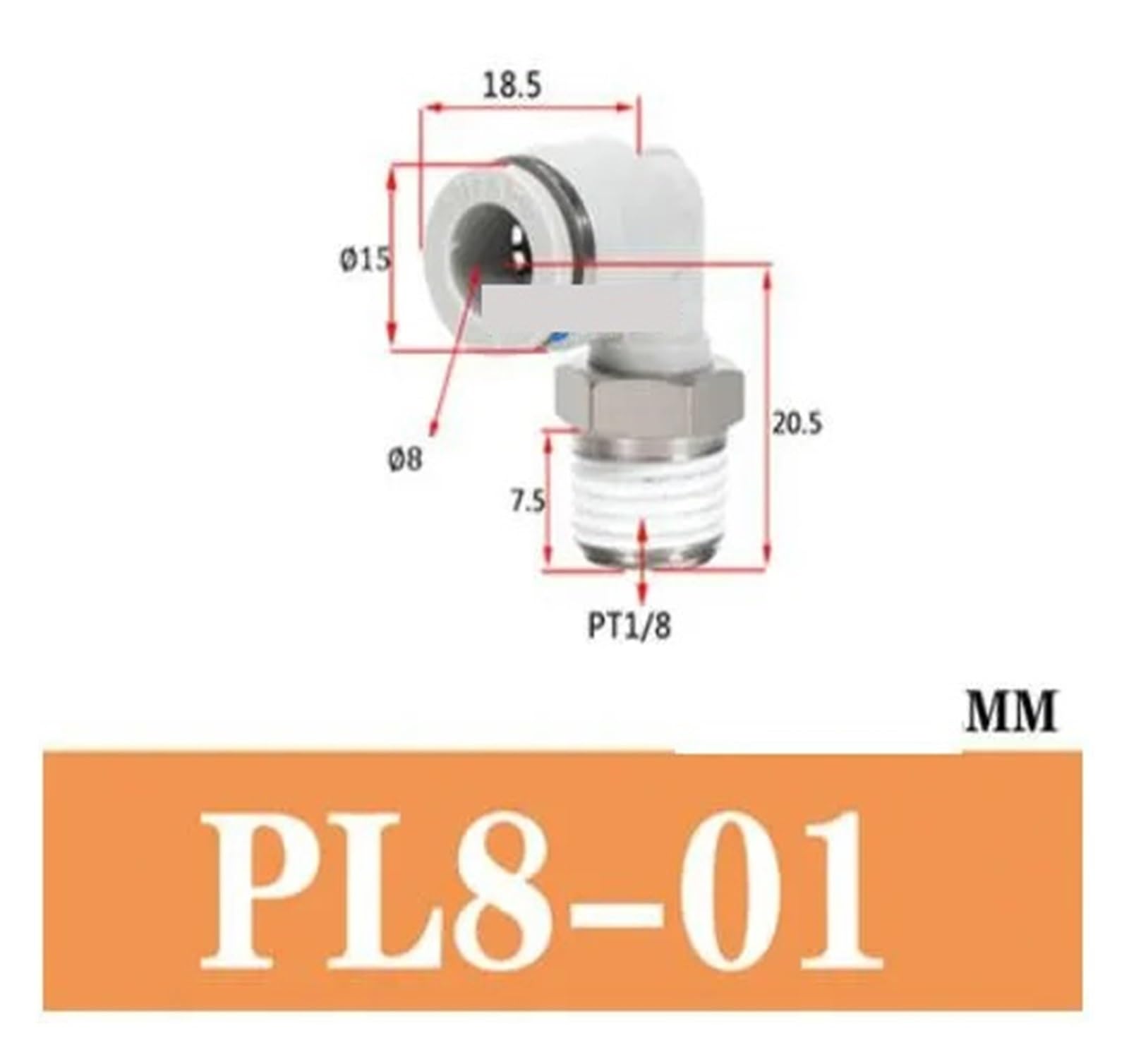 1 szt. Połączenie pneumatyczne z jednym dotknięciem, kolanko męskie PL4-M5, APL6-01, APL8-02, PL10-02, PL12-04, 1/8" i 1/4" DN6, DN8, PL06-02, APL6-02, APL08-02, 6 mm (PL8-01 )