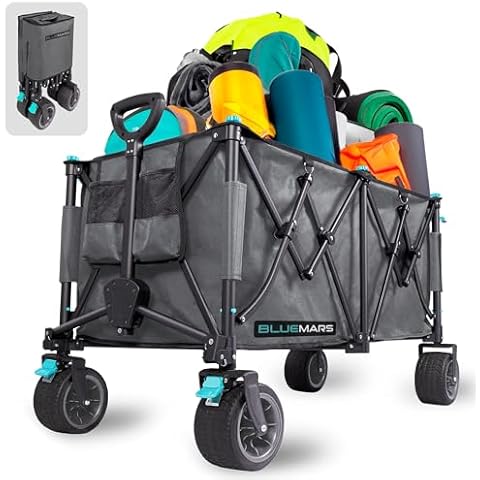 Bluemars Collapsible Garden Wagon with All Terrain Wheels Cover