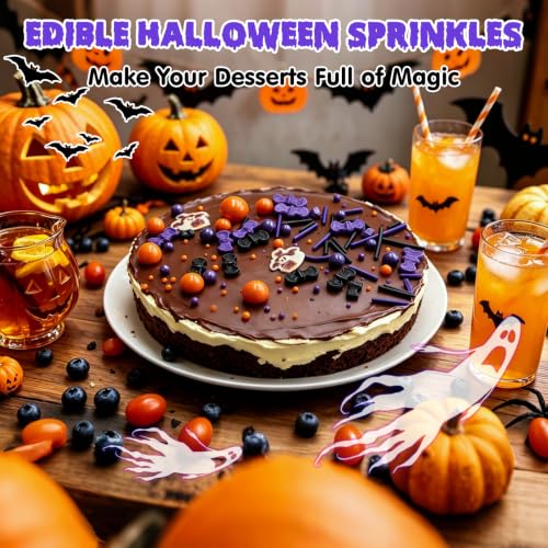 Image of Edible Halloween Sprinkles,Orange Purple Black Sprinkle for Cake Decorating