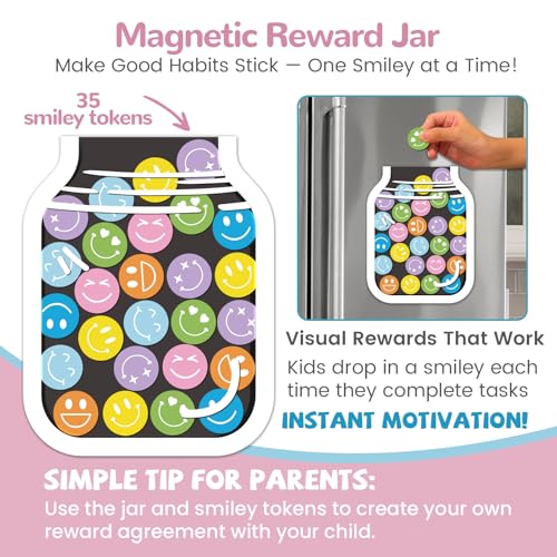 Image of JJPRO Magnetic Bedtime /Morning /Daily Reward Routine Chart for Kids with Reward Jar-Bedtime Routine Chart,Reward Jar for Kids,Daily Checklist Reward Chart for Toddlers,Visual Schedule Board -Unicorn