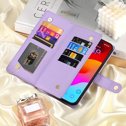 Étui portefeuille pour Oppo Reno14 Pro résout le manque de place avec ses 9 fentes et son zip - 6