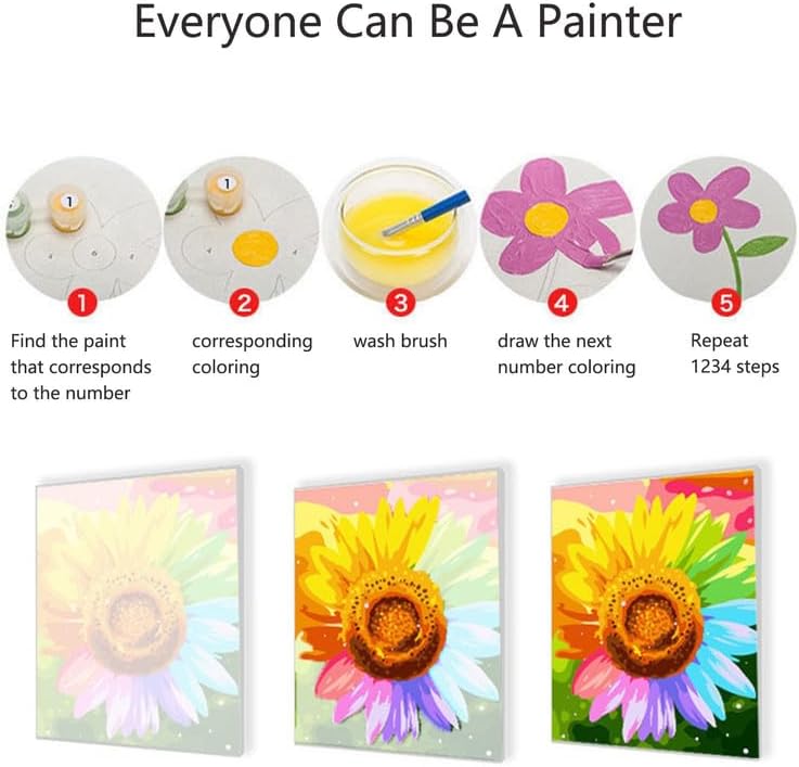 Miniatura 6 de MLSG Pintura por números para adultos, apta para principiantes, pintura acrílica de acuarela por números, ángel 002 para 16 x 20 pulgadas, sin marco