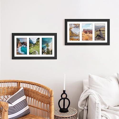 Image of DUENPY 8x14 Collage Picture Frame, 4x6 Collage Picture Frame Displays Three 4x6 inch Photos, or 8x14 (Without Mat) for Available Horizontal Wall Mounting Display and Vertical, Black.