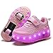 TTIK Unisex Kinder LED 7 Farbe Farbwechsel Lichter Blinken Schuhe Mit Rollen Automatisch Einziehbar Komfort Räder Skateboardschuhe Outdoor Gymnastik Sneaker