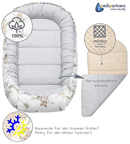 Medi Partners Babynest Nestchen Baby Set für Neugeborene - 100x60x10 Kuschelnest 5 teilig tragbar Nest zweiseitig Babynestchen Bett 100%… – Ansicht 6