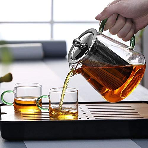 Dzbanek do herbaty ze szkła borokrzemianowego, okrągły, odporny na ciepło, z zaparzaczem do herbaty, mlekiem, herbatą Oolong, 750 ml.