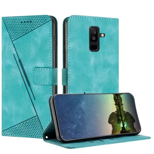 Mo-Beauty Etui Coque pour Samsung Galaxy A6 Plus 2018 / A9 Star Lite, Coque de Telephone en Cuir de Première Qualité [Pochette de Portefeuille] - Bleu Clair