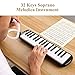 Eastar 32 Key Melodica Instrument Keyboard Soprano Air Piano with 2 Double Mouthpieces Tube, Carrying Bag, Black