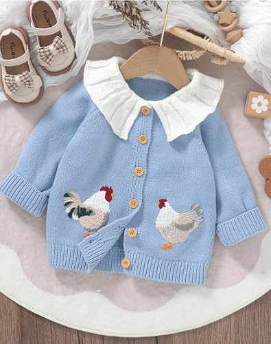 Baby Girls Cardigan Long Sleeve Kid Button Sweater Girl Crew Neck Cardigans Cable Knit Sweater4